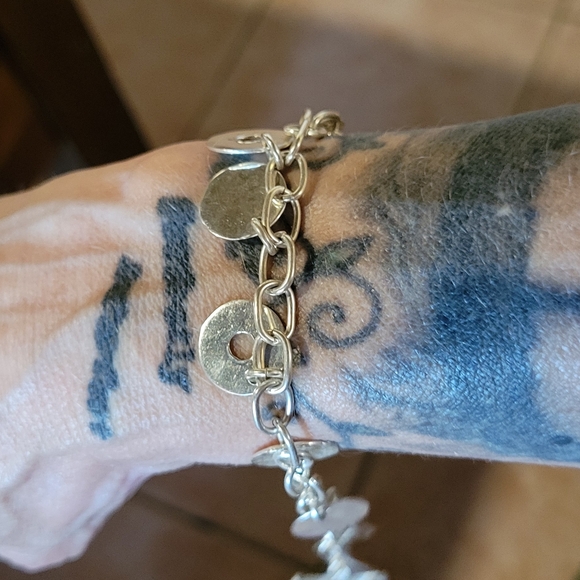 Silver-Tone Hammered Disc Charm Bracelet - Women Jewelry - Picture 2 of 3